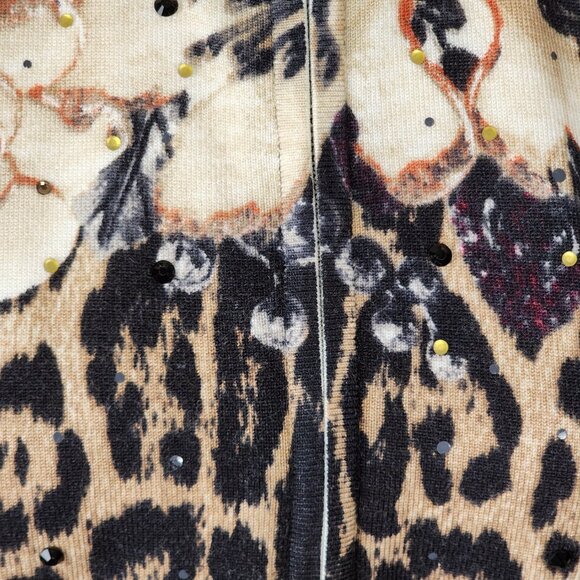 Cristina Abstract Floral Leopard Print Sequin Full Zip Boxy Fit Jacket - Picture 3 of 7